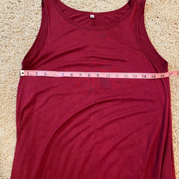 Weaczzy Red Wine Sleeveless Stretchy Swing Tank Dress with Pockets Size Medium - Picture 12 of 13